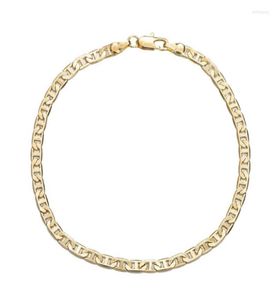 Tornozeleiras 4mm Mariner Link Chain Gold Color Tornozeleira 9 10 11 polegadas Pulseira de Tornozelo Cubano para Mulheres Homens À Prova D 'Água Kirk226664857