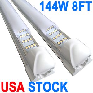 8FT LED Shop Light, 144W 144000LM 6500K, Milky Cover Linkable LED Tube Lights, 4 Rows Integrated T8 LED Lighting, LED Ceiling Lights for Garage Workshop Barn crestech