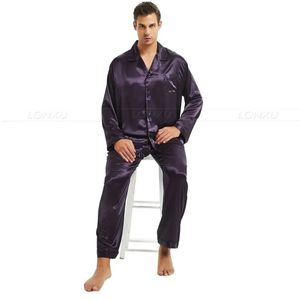 Conjunto de pijamas de cetim de seda masculino conjunto de pijamas conjunto de pijamas loungewear smlxl2xl3xl4xl _ presentes 240228