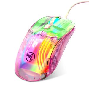 Mice Newest Highend Transparent USB Wired Gaming Mouse RGB 12800 DPI For PC Computer Laptop White Black Macro Programming LX400
