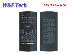 MX3 Backlight Trådlöst tangentbord med IR -lärande 24G Wireless Remote Control Fly Air Mouse Bakgrund för MXQ Pro T95M x96 Android T6818470