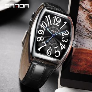 Calzini Sanda Nuovi uomini Orologio meccanico Moda Semplice quadrante a botte Orologi da uomo Puntatore luminoso Calendario impermeabile Reloj Hombre 7021