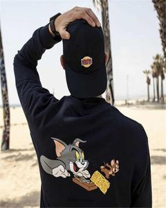 Kitt tom e jerry gato e rato queijo mouse clipe primavera e outono manga longa em torno do pescoço bottomed tshirt5644909