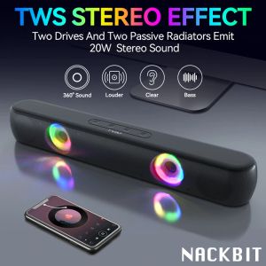 Głośniki RGB Bluetooth 5.0 głośnik 3D Sound pasek dźwiękowe przewodowe głośniki komputerowe stereo subwoofer dźwiękowy do laptopa teatr aux