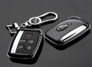 For Jaguar XE XF XJ FPACE Carbon Fiber Style Car Remote Key Shell Fob Case Cover with Metal KeyChain1432830