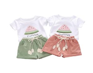 Summer Baby Girl Tshirt Short Sleeve Watermelon Printing Clothing Clothing Botton Children Set s Outfits 2108045398634