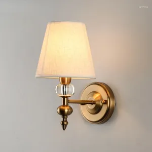 Настенный светильник, американский свет, современный минималистичный светодиодный светильник для гостиной, медный светильник для спальни, прикроватное освещение