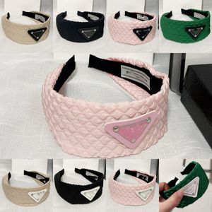 Moda estilo simples designer triângulo invertido headbands cor pura bandas para menina presente marca elástica carta bandana cabeça envoltório cabelo