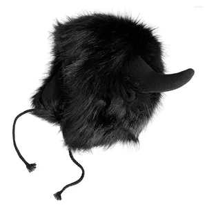 Fermagli per capelli Cappello divertente Corno di bue Peluche Caldo inverno Cosplay