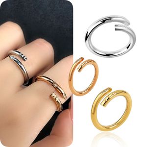 Anelli d'amore per donna anello con diamante da uomo anello di design per unghie gioielli moda classica fascia in acciaio al titanio oro argento rosa colore Taglia 5-10 regali di San Valentino