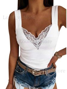 Women's Tanks Camis Plus Size Oversized Womens Sexy Lace V Neck Camisole Tee Ladies Summer Casual Slim Fit Tank Vest Tops High Quality Clothing 2023 T240228