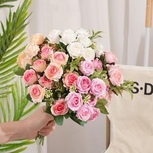 Dekorativa blommor 10 huvud Artificial Rose Bouquet Silk Peonies Diy For Wedding Vase Office El Table Centerpiece Home Decor