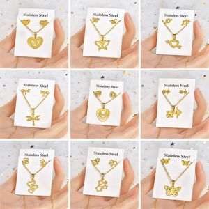 Necklace Earrings Set WANGAIYAO Titanium Steel Irregular Pattern Snowflake Puzzle Electroplating Star Two-piece Jewelry Acce