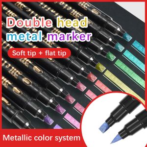 İşaretler Haile 36 Molors Yumuşak Çift Kafa Metalik Sanat Markerleri Kalem fırça kalemleri Ofis Okulu DIY kırtasiye malzemeleri Malzemeler Kaligrafi Kalemi