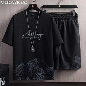 Men's Tracksuits 2017 Summer New Mens Classic Fashion Short sleeved T-shirt Set Casual Loose Comfortable High Quality Two Piece M-5XL Q240228