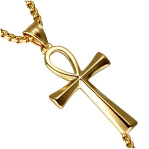 Ожерелья с подвесками Whole Salehip Ожерелья с подвесками «Крест жизни» Золотого цвета из нержавеющей стали Египетское ожерелье для мужчин Ювелирные изделия Drop Dhdkn