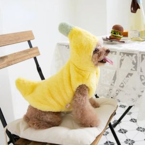 Jacken Haustier Winter Banane Transformation Kleid Lustige Halloween Warme Katze Hund Teddy Kleidung Plüsch Mantel Welpen Kleidung