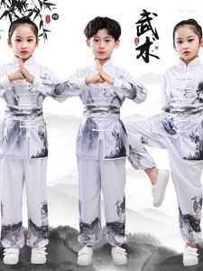 Bühnenkleidung Kinder Chinesischen Stil Traditionelle Wushu Kleidung Kinder Kampfkunst Uniform Anzug Mädchen Jungen Performance Kostüm