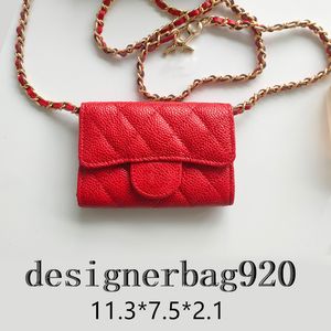 Red Pures Designer Bag Wallet Women Luxury Card Holder Mini Bags Leather Chain and Flip-Top Design With Dust Present Box Flera stilar Färger tillgängliga Luxury Plånböcker