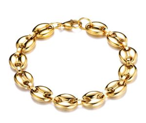 TB0015 2221cm11mm 316L titanium steel Gold Color Coffee Bean039s Bracelets Jewelry For Men No Fade8857148