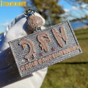 Iced Out Bling CZ Letters CFN Pendant Necklace Two Tone Color Zircon Come From Nothing Charm Mens Women Hip Hop Jewelry 240226