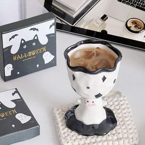 Mugs Halloween Gift INS Ghost Ceramic Cup Cartoon Hand Pinched Goblet Girl Birthday Creative Mug Home Decoration 200ml