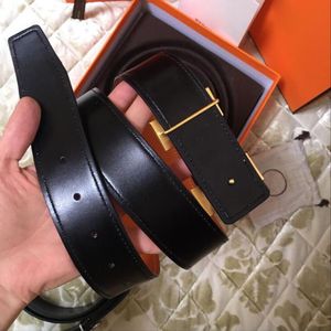 Business casual belt for man woman fashion designer men women real leather gold silver buckle 3.8cm with box