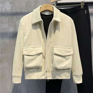 Fashion Wear Men's Corduroy Korean Casual Jacket Spring and Autumn Street Fashion Men Coat Smart Stand Collar Coats 2024