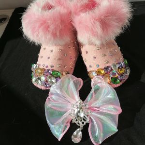 Сапоги Crystal Baby Girls Snow Boots Стояния Повзанного повязки.