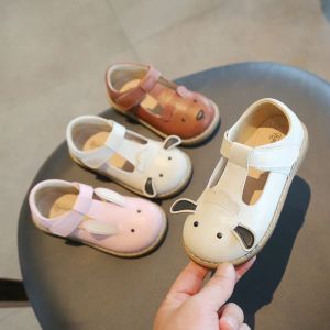 Sneakers Cute Genuine Leather Girls Shoes 2022 Baby Leather Shoes Children's British Style Kids Princess Shoes Soft Bottom Animal Walkers