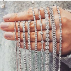 20 estilo espumante luxo jóias 925 prata esterlina multi forma branco topázio cz diamante pedras preciosas feminino pulseira de casamento para love185s