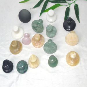 Produkter 2 st basalt Essential Oil Body Spa Volcanic Jade Energy Stone Hot Cold Jade Facial Beauty Mushroom Massage Crystal Scraping Board