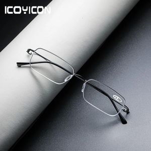 Screwless Reading Glasses Business Anti Blue Presbyopic Eyewear IP Electroplated Eyeglass Frame Square Magnifier 30038 240228