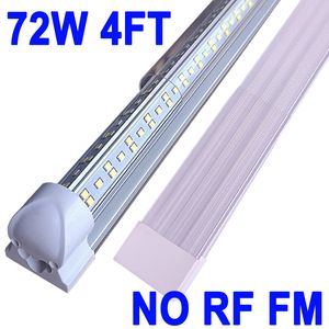72W 4FT LED Shop Light, 72000lm 6500K Super Bright White, Linkable Ceiling Light Fixture, NO-RF RM V Shape Integrated T8 LED Tube Light Workbench Cabinet Barn crestech
