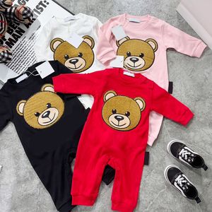 Babies romper cute bear embroidery Jumpsuits Boys and Girls Long sleeve cotton jumpsuit kid Brand Set 66-100CM