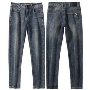 Mens Jeans Primavera Verão Homens Slim Fit Europeu Americano Fdicon High-end Marca Pequenas Calças Retas F8317-0