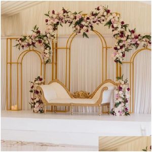 Party Decoration Olika Metal Frame Luxury Romantic Backdrops Shelf Outdoor Lawn Wedding Arch Flower Rack Billboard Sign Banner D Dhera