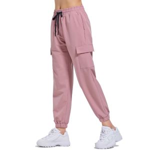 Pants Women's Sports Pants Loose Spring Autumn Running Yoga Tracksuit Trousers Pocket Fitness Solid High Waist Cargo Jogging Pants