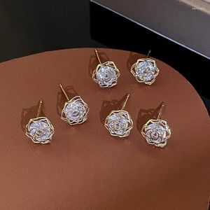 Dangle Earrings KAITIN Silver Needle 6-piece Set Of Zircon Hollow Rose Women Japanese Korean Exquisite Temperament Female