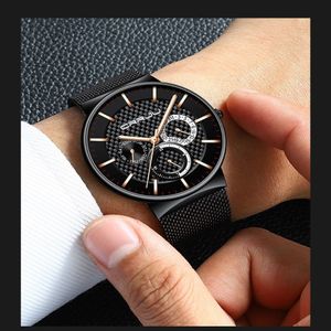 Mens Watches Lige Fashion Top Brand Luxury Quartz Watch Men Casual Slim Mesh Steel Date Waterproof Sport Watch Relogio Masculino Y235W