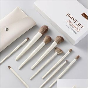 Make-up-Pinsel, 10 x Make-up-Pinsel-Set, weiß, weiches, loses Puder, Foundation B, kosmetische Werkzeuge, Lidschatten, Textmarker, Make-up-Pinsel-Set Wi Dhmgi