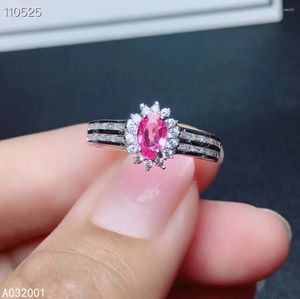 Klusterringar kjjeaxcmy fina smycken naturliga rosa safir 925 sterling silver kvinnor ring stödtest klassiker