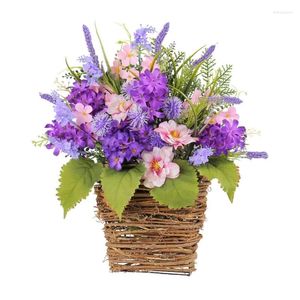 装飾的な花の花バスケット人工花輪農家の花輪春ウェルカムサインホームデコレーション