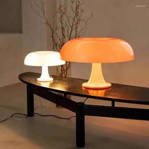 Lâmpadas de mesa Modern Simples LED Laranja Branco Cogumelo Lâmpada Internacional Designer Quarto Atmosfera Decoração