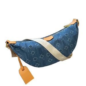 Blue Denim Jacquard Cross Body Shoulder Bags Designer Tryckt handväska Clash Color Stereo präglade tygväska kvinnor Messenger väskor