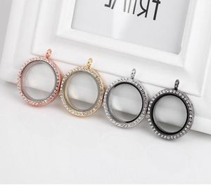 5PCSLOT 30mm30mm 전체 모조 다이아몬드 라운드 플로팅 유리 로켓 펜던트 핏 플로팅 매력 DIY 보석 제작 1712977