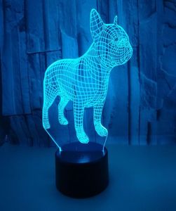 المس بعد التحكم عن بُعد في الرؤية مصباح الملون 3D Night Lights French Bulldog 3D طاولة صغيرة مصباح عيد الميلاد هدية 657418