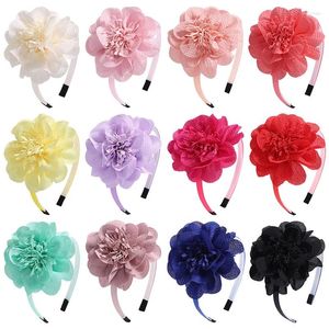 Hårtillbehör 12 färger Solid Flower Hairbands Sweet Girls Princess Ribbon Hoop Headband Diy Headwear Kids Bands