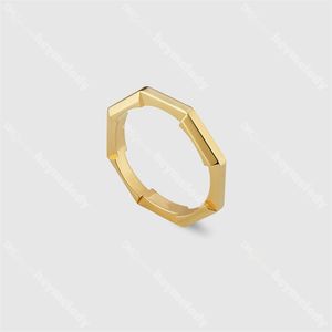 Luxury Octagon Couple Rings Letter Engraving Ring Rose Gold Ring Women Designer Silver Rings