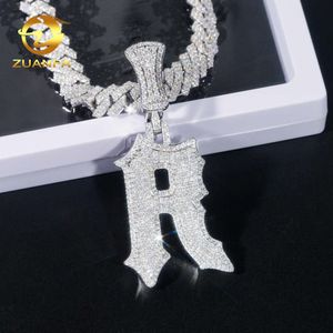 Pingente de carta personalizado prata 925 vvs moissanite gelado diamante hip hop jóias colar cubano carta pingentes